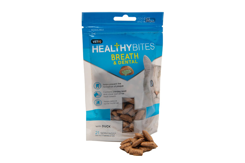 VetIQ Healthy Bites Breath & Dental For Cats & Kittens, 65g - Pack of 8 - PawsPlanet Australia