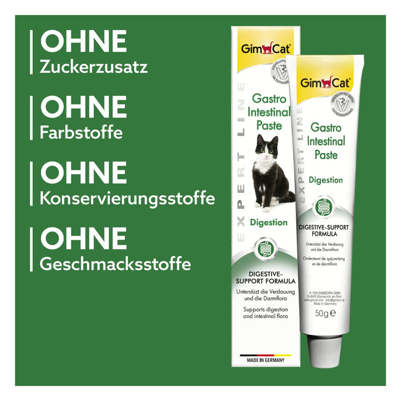 GimCat EXPERT LINE Gastro Intestinal Paste - Functional cat snack supports digestion and intestinal flora - 1 tube (1 x 50 g) 50 g (pack of 1) - PawsPlanet Australia