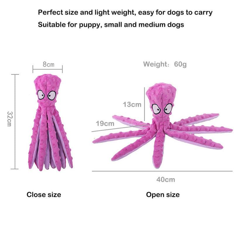 SHOKUTO 2 Pack Plush Dog Toys, No Stuffing Squeaky Dog Toy Octopus Soft Dog Toy with Crinkle Paper for Puppy Teething, Durable Interactive Dog Chew Toys for Small Medium Dogs Playing and Training - PawsPlanet Australia