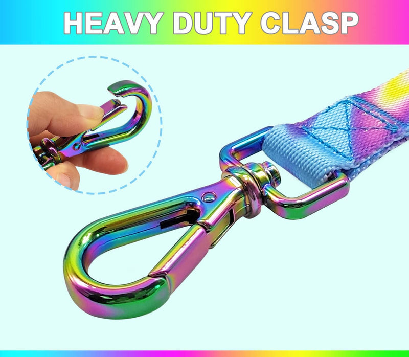 JDIDNEID Durable Nylon Dog Leash, 6FT Tie dye Dog Leash with Heavy Duty Holographic Laser Hardware Comfortable Padded Handle Leash for Small Medium Large and Ex-Large Dogs S: 6ft x 3/5" pink purple - PawsPlanet Australia