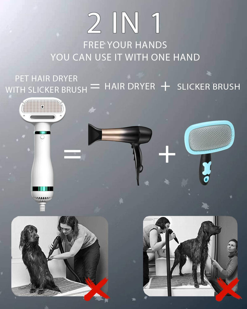 LIVEKEY Upgraded Pet Hair Dryer, Dog Hair Grooming Dryer with Slicker Brush, Portable Dog Blower, Adjustable 3 Temperatures Settings, for Small and Medium Dogs and Cats - PawsPlanet Australia