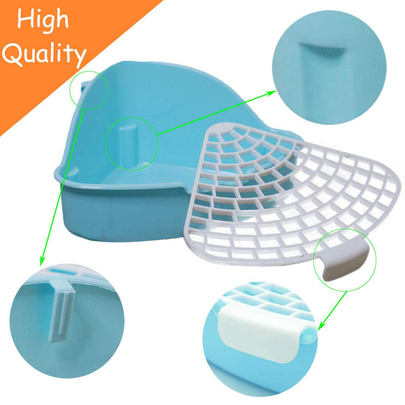 Hamiledyi Bunny Litter Pet Toilet Potty Trainer Corner Pan Bedding Box for Small Animal Guinea Pig Ferret Hamster Dwarf Rabbit(White) Blue - PawsPlanet Australia