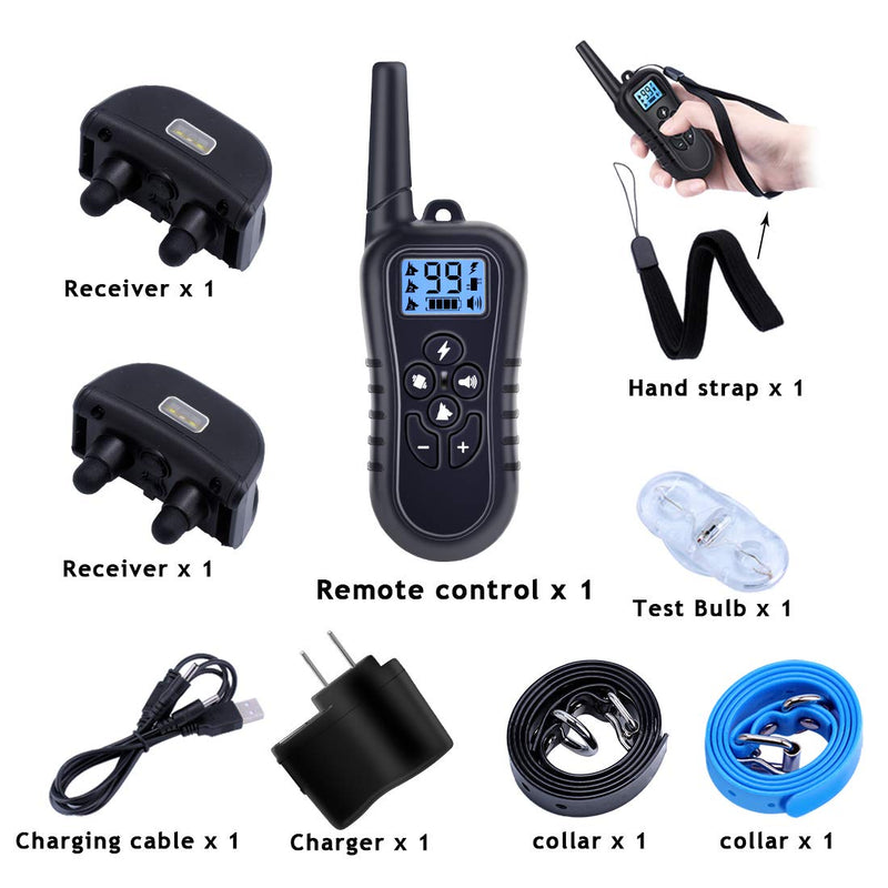 [Australia] - WDFZONE New 2020 Dog Training Collar with Remote for 2 Dogs Waterproof Rechargeable Range 1500 Ft Shock Collar with Remote for Small Medium Large Dogs Black 