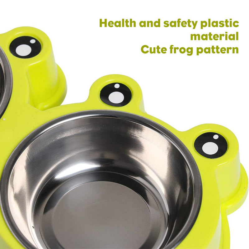 Double Dog Cat Bowls Premium Stainless Steel Pet Bowls with No-Slip Stainless Steel Cute Modeling Pet Food Water for Feeder Dogs Cats Rabbit and Pets 3.Green Tea - PawsPlanet Australia