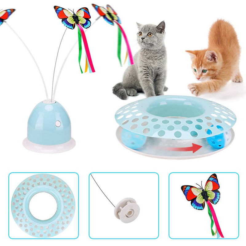 Cat Toys - Funny Automatic Electric Rotating Butterfly & Ball Exercise Kitten Toy,Interactive Cat Teaser Toys for Indoor Cats (air Blue) air blue - PawsPlanet Australia