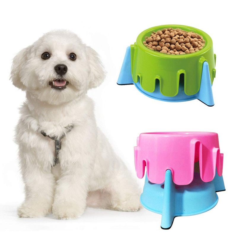 WishLotus Multifunctional 2 in 1 Pet Food Feeder Lovely Cake Shape Durable Adjustable Pet Bowl 5 Kinds of Height Pet Double Bowls Fun Feeder and Dog Cat Bowls Slow Food Utensils (Pink+Blue) Pink+Blue - PawsPlanet Australia