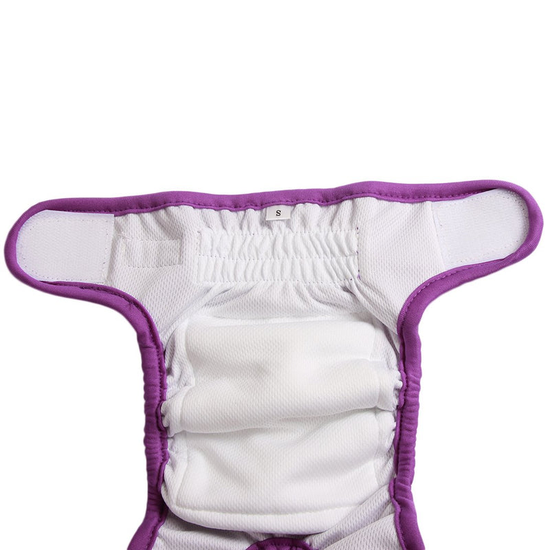 [Australia] - JoyDaog 3 Pack Small Dog Diapers for Female Reusable Premium Puppy Wrap S Jean+darkpink+purple 