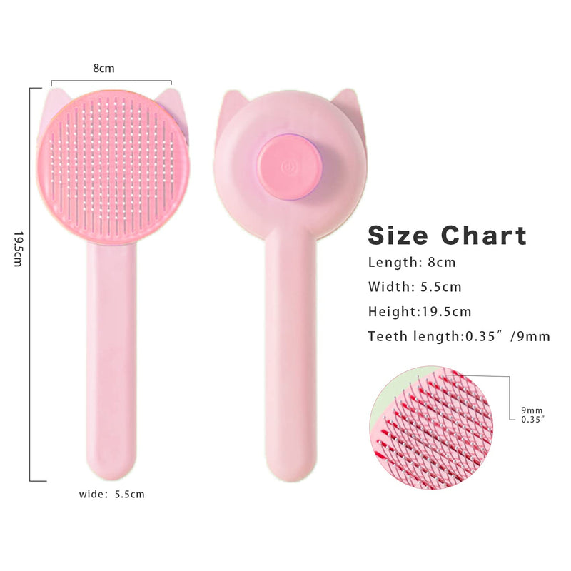 Cat brush, dog brush, self-cleaning cat brush for long hair/short hair, cat comb with handle, brush for pet care for removing underfur, loose fur and tangles (pink) pink - PawsPlanet Australia