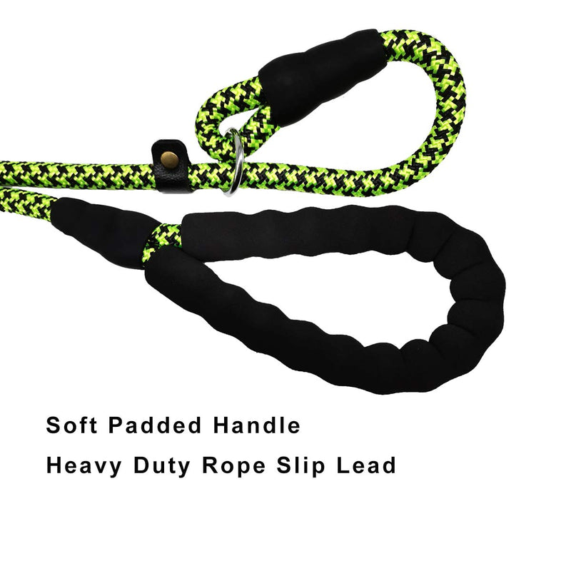 [Australia] - Mycicy Durable Rope Slip Collar Choke Dog Lead- Extremely Comfortable Handle No-Pull Pet Training Leash for Medium and Large Dogs-1.5mx12mm 1/2" x 5Ft Green A 