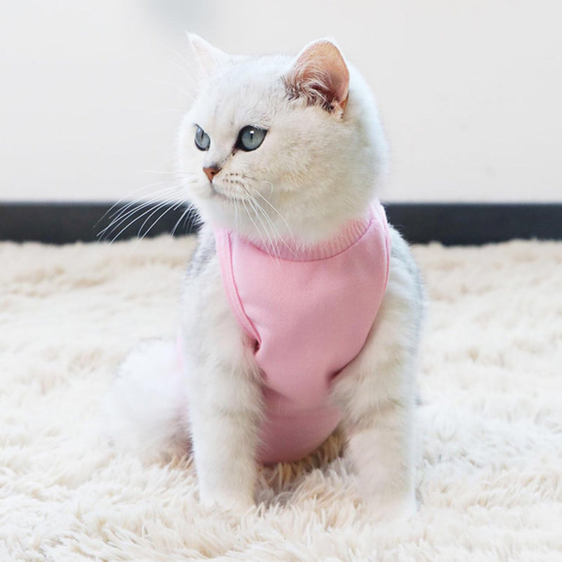 2 Pieces Cat Rehabilitation Clothes, Postoperative Recovery Clothes, Anti-Scratch and Anti-Leak Protection, Soft Cat Clothes, Wound Protection Clothes, Cat Vest, Pet Pajamas (Pink, Blue) - PawsPlanet Australia