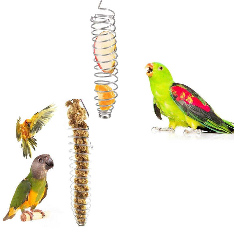 2 Pcs Parrot Basket Bird Fruit Holder Cockatiel Food Toy Fruit and Vegetable Holder for Birds Stainless Steel Feeding Bird Basket Bird Foraging Toy for Parakeet Parrots Budgies Canary - PawsPlanet Australia