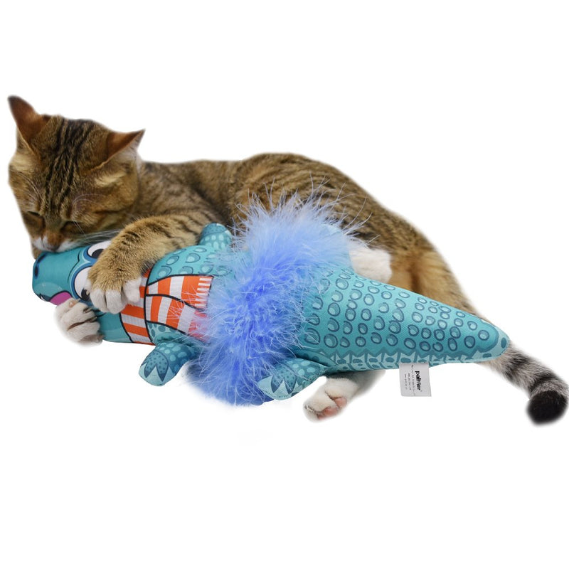 ThxMadam Catnip Cat Toys, Interactive Cat Toy Crocodile Fish Cat Pillow Cat Scratcher Chew Crinkle Toys with Catnip and Bell Feather for Indoor Kitten - PawsPlanet Australia