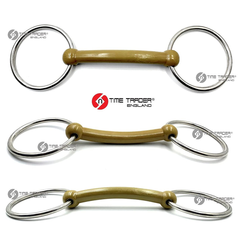 Loose Ring Rubber Mouth Snaffle Durable Horse Bit Brown (4") 4" - PawsPlanet Australia