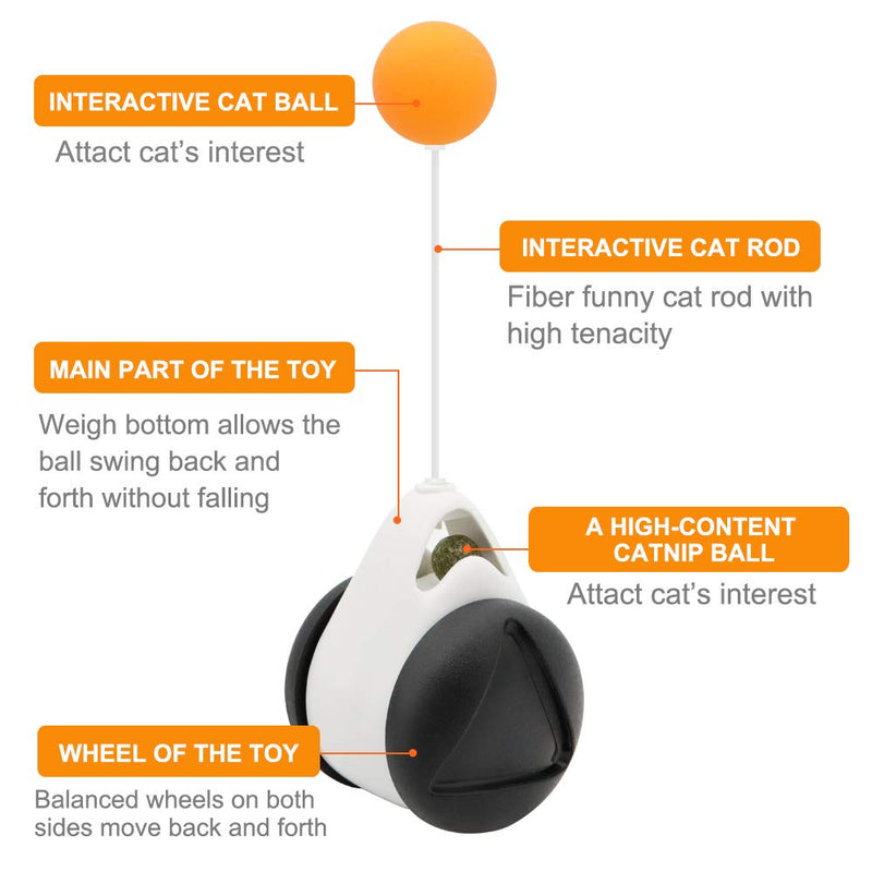 FASTER Balanced Cat Toy with Ball, Interactive Cat Toy for Indoor Cats Rotating Rolling Balls Balance Swing Cat IQ Training Toy for Kitten/Cats Black-White - PawsPlanet Australia