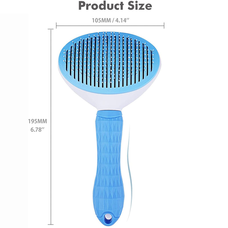 Dog Brush Cat Brush Grooming Comb,Self Cleaning Cat Dog Slicker Brushes with Smooth handle,Pet Grooming Tool with Cleaning Button for Cat Dog Shedding Tools Cat Dog Massage Clean Tangled Brush (Blue) Blue - PawsPlanet Australia
