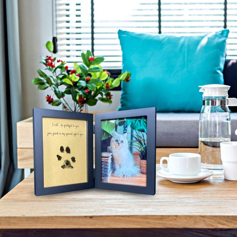 [Australia] - Haode Pet Pawprints Picture Frame Measures 12.06"x7.88"x1.56" Dog or Cats Memorial Picture Frame Perfect Keepsake for Pet Lovers Black 