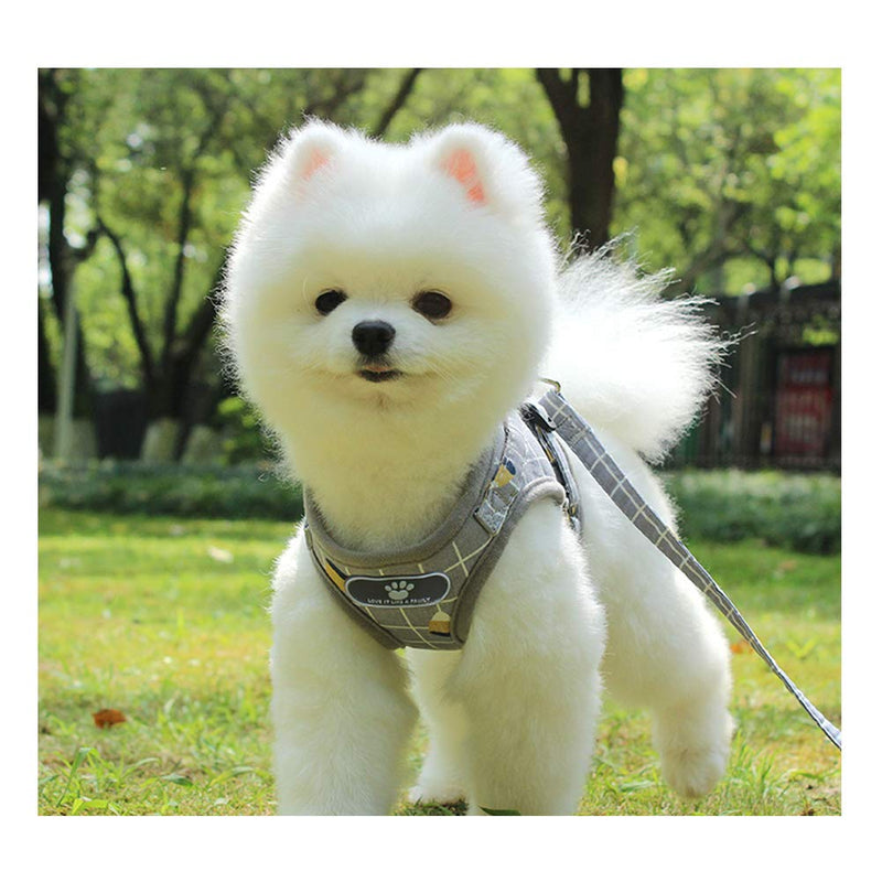 [Australia] - Kismaple Dog Cat Breathable Soft Mesh Reflective Harness and Leash Set Puppy Small Medium Dogs Vest Chest Harness No Pull No Choke, X-Small, Small, Medium, Large, X-Large XS Chest: 11.4in Khaki 