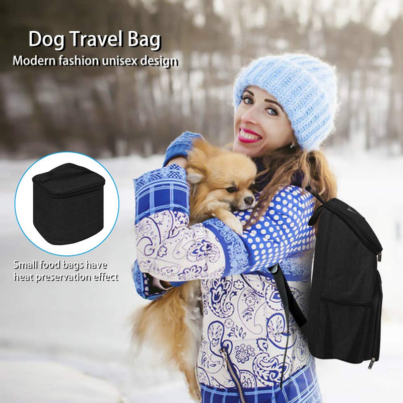 BAGLHER 丨Dog Travel Bag,Airline Approved Pet Supplies Backpack,Dog Travel Backpack with 2 Silicone Collapsible Bowls and 2 Food Baskets. Black - PawsPlanet Australia