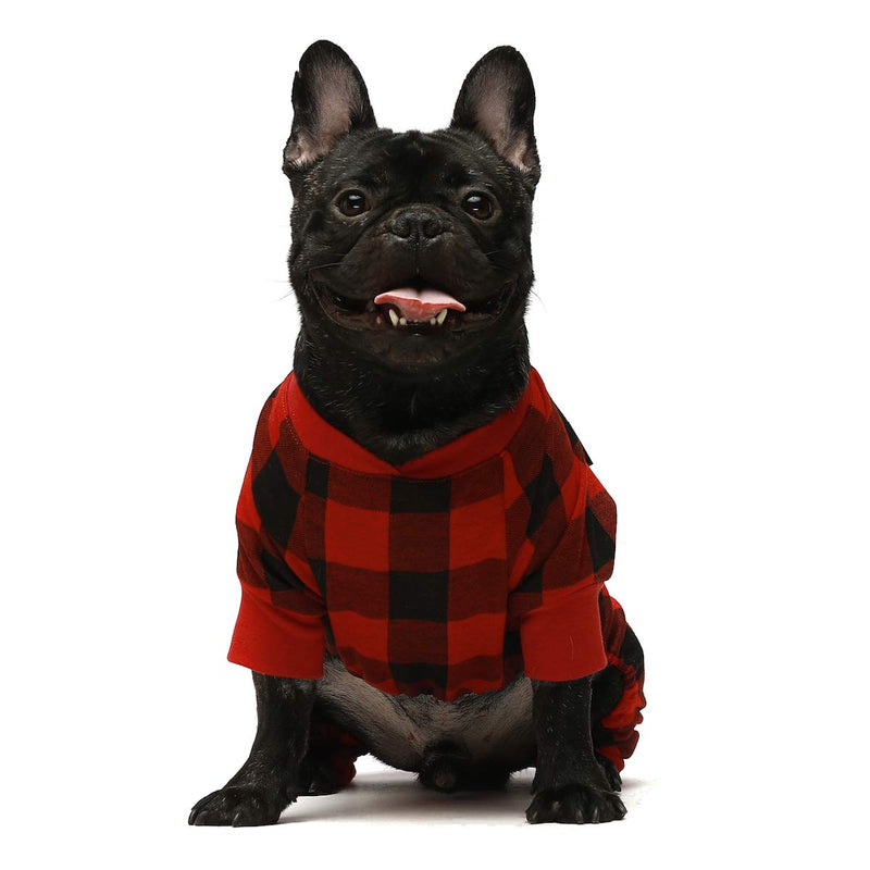 [Australia] - Fitwarm 100% Cotton Buffalo Plaid Dog Clothes Puppy Dog Pajamas Pet Apparel Cat Onesies Jammies Doggie Jumpsuits M Red 