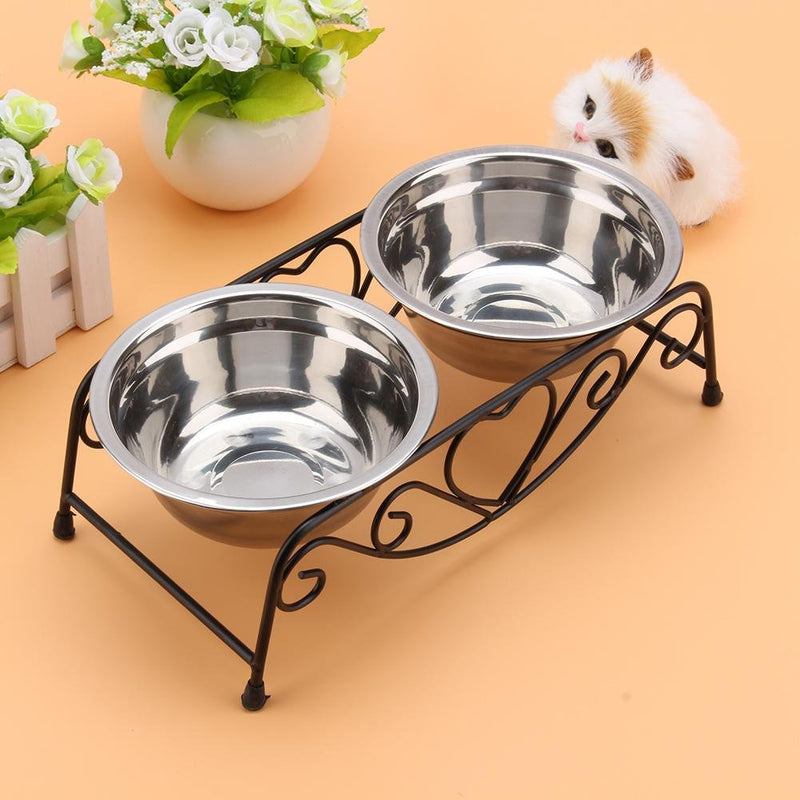 [Australia] - AUNMAS Stainless Steel Pet Bowls Double Dog Cat Food Water Bowls Feeder Dishes Shelf Stand Feeding Supplies 