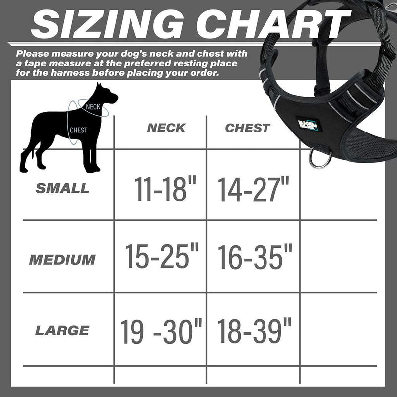 Black Rhino the comfort dog harness with mesh padded vest for small large breeds | adjustable | reflective (medium, black/bl) medium black/bl - PawsPlanet Australia