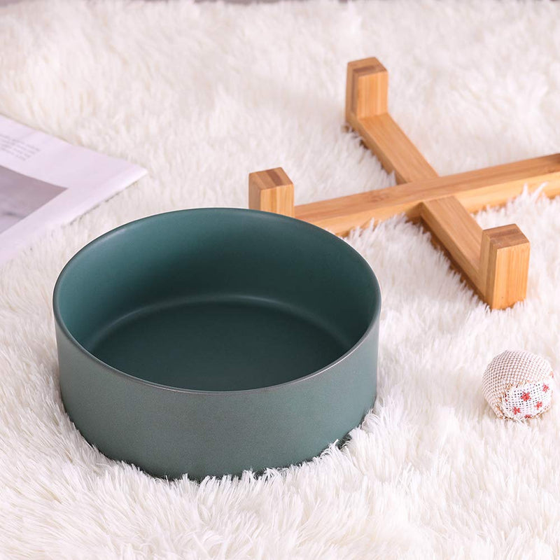 Green Ceramic Dog Bowls with Wood Stand, Dog Water Bowls and Food Dish, Heavy Weighted or No Tip Over Dog Comfort Food Bowls, Stoneware Pet Bowl,Extra High Capacity 8.4" Diameter, for Large Dogs Green - PawsPlanet Australia