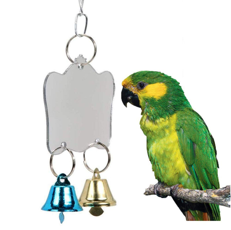 [Australia] - Hypeety Pet Bird Mirror Toy Swing Mirror with Bells Hanging Toy for Parakeet Cockatiel Conure Lovebirds Finch Canary Cage Swing Fun Play Toy Bird Mirror-2 bells 