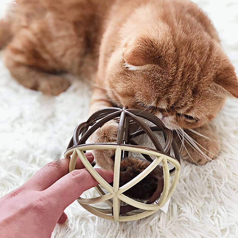 [Australia] - ALBOLET Cat Toy Ball，Mouse Ball Cage Cat Mouse Toy Cat Interactive Toy Vocal Mouse Toy，Cat Ball Toy rice coffee 