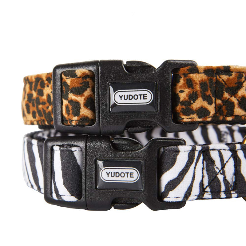 YUDOTE Adjustable Nylon Collar Premium Soft Flocking Fabric with Elegant Leopard Print for Small Dogs Neck 25-38cm S:25-38cm Neck,1.5cm Width Brown-Leopard - PawsPlanet Australia