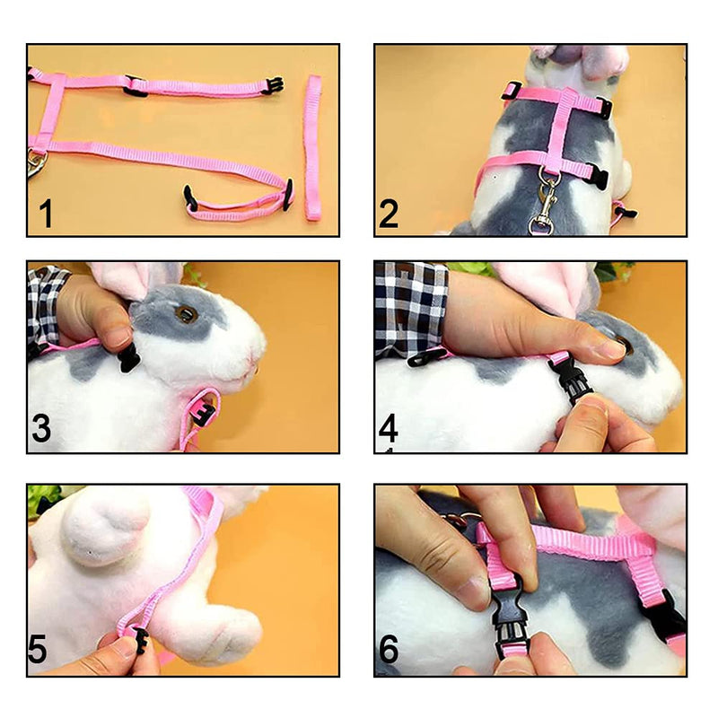 Pack of 2 Pet Rabbit Harnesses, Adjustable Nylon Harnesses, Rabbit Harness, Pet Harness and Leash for Cats, Rabbits, Puppies, Ferrets and Other Small Animals (Sky Blue, Pink) - PawsPlanet Australia