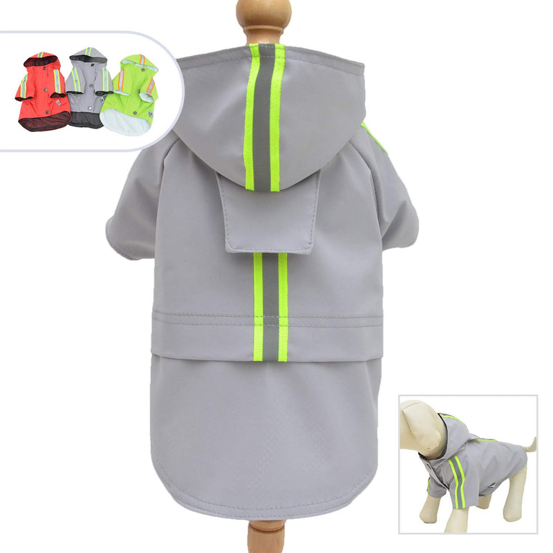 [Australia] - Lovelonglong Fashion Hooded Pet Dog Raincoat, Lightweight Dog Rain Jacket Zipper Closure Rain Poncho with Reflective Strip for Small Medium Large Dogs XXXL (Large Dog ~80lbs) Gray 