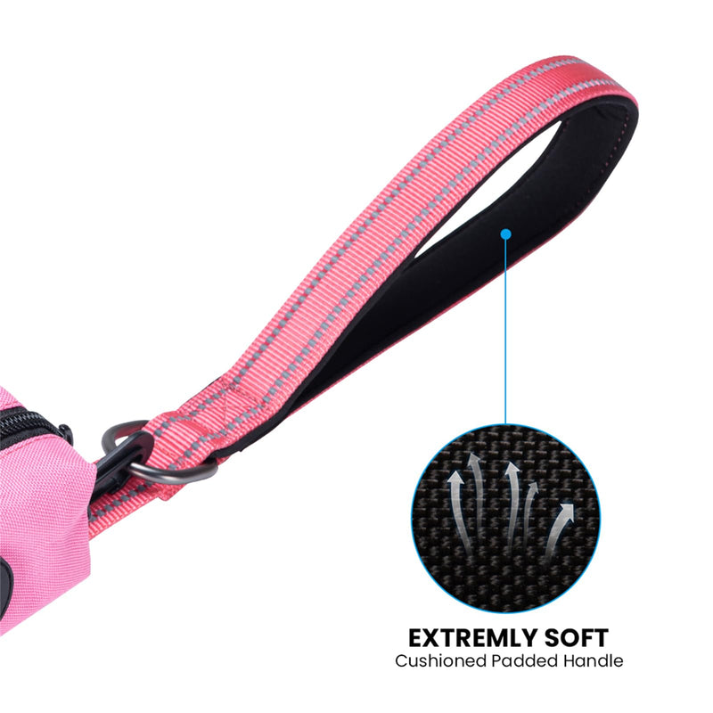 EXCELLENT ELITE SPANKER Reflective Nylon Dog Training Leash Strong Durable Dog Leash 5 Feet Long 1" Wide with Poop Bag Holder for Small and Medium Dogs（Pink）Pink 5.2FT*1'' - PawsPlanet Australia