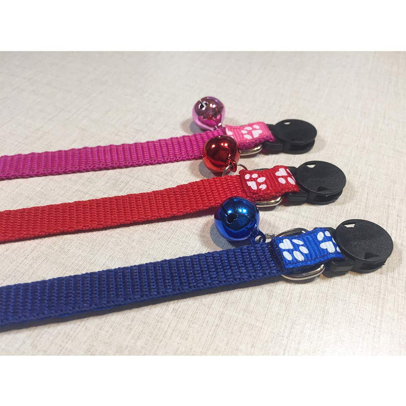 Tafeiya 3x Cat Collars Safety Collar With Quick Release Break Away Buckle and Bell, Adjustable Cute Kitten Collar Suitable for all Domestic Cats(Pack of 3) - PawsPlanet Australia