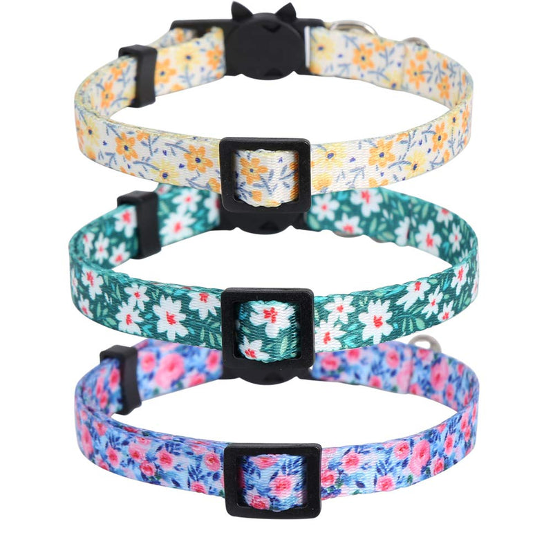 Lamphyface 3 Pack Cat Collar Floral with Bell Breakaway Adjustable Flower for Cats Kitten - PawsPlanet Australia