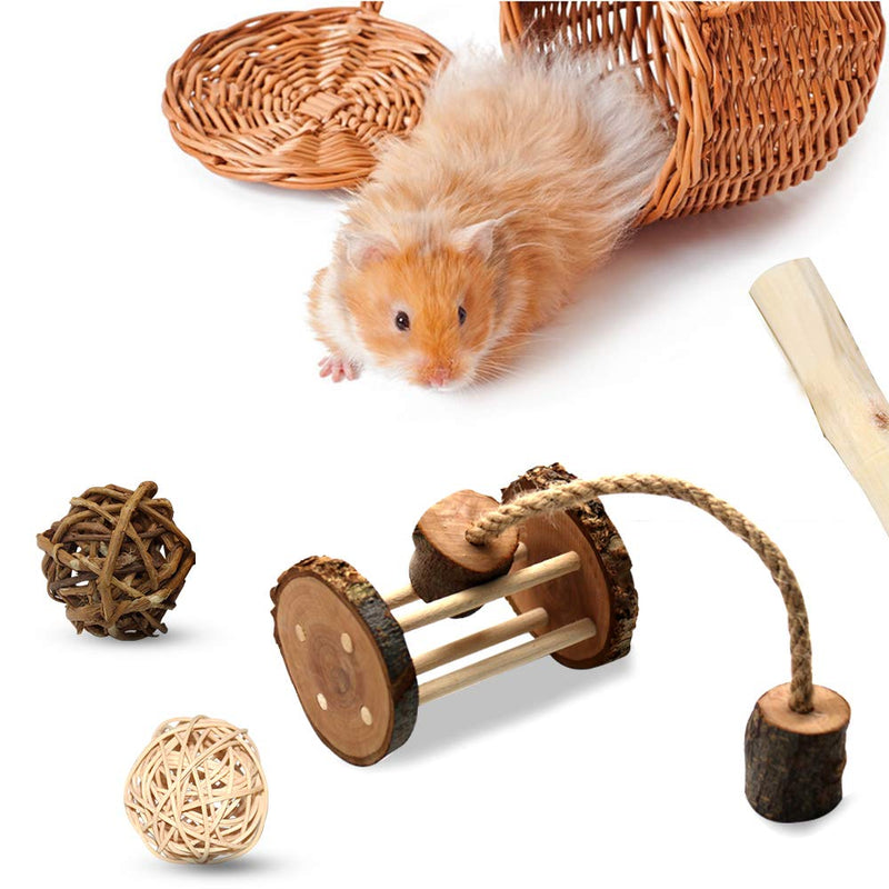 Guinea Pig Toy Bunny Toy Chinchilla Hamster Chew Toy, Organic Natural Apple Wood Dumbells Exercise Bell Roller Ideal for Gerbil，Hamster,Rabbit,Rmall Animal ChewTeeth Grinding(10Pcs) - PawsPlanet Australia