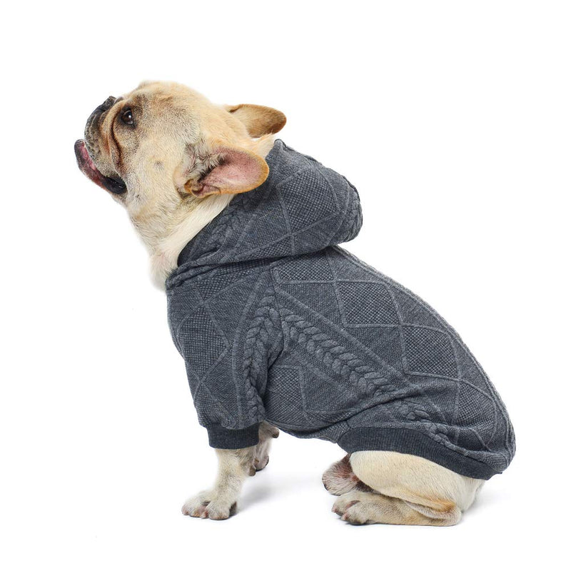 meioro Zipper Hooded Dog Sweater Pet Clothing Dog Cat Clothes Cute Pet Clothing Warm Hooded Winter Warm Puppy French Bulldog Pug (XXL, Grey) XXL - PawsPlanet Australia