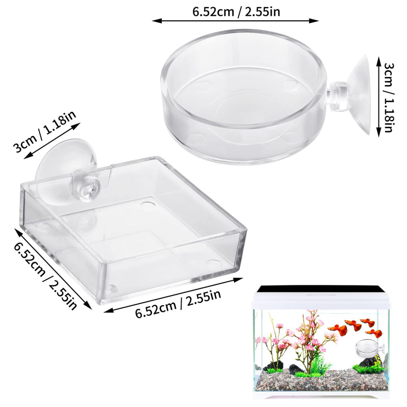 cobee Aquarium Feeding Bowl, 2 Pieces Fish Shrimp Feeding Dish Acrylic Clear Shrimp Feeding Tray Tank Feeding Bowls with Suction Food Water Bowl for Reptiles Shrimp Tropical Fish - PawsPlanet Australia