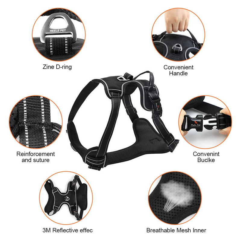 Minishark No Pull Dog Harness X - Padded Adjustable Front Clip Puppy Vest Dog Car Harnesss with Handle Adjustable Reflective Breathable Mesh Lightweight Easy Control for Outdoor Walking (M) M - PawsPlanet Australia