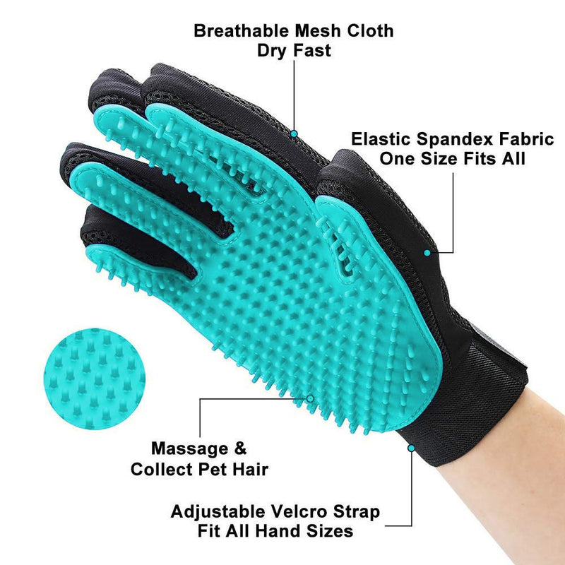 YUIP 2 Pcs Pet Glove, Pet brushing glove, Mitt Massage Deshedding, Pet Hair Remover Mitt, Deshedding Brush Glove Pet Grooming Glove Brush - PawsPlanet Australia