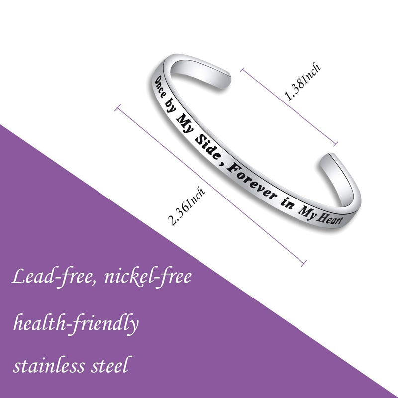 [Australia] - LQRI Remembrance Loss of Pet Jewelry Memorial Bracelet Once by My Side Forever in My Heart Sympathy Gift Remembrance Gift for Pet Lover cuff 