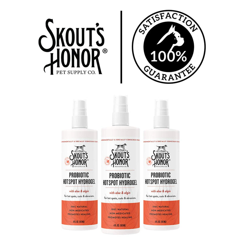 SKOUT'S HONOR: Probiotic Hot Spot Hydrogel for Dogs & Cats - Topical Wound Care with Aloe and Algin - 4 fl oz - All-Natural, Non-Medicated - Promotes Healing Conditions for Hot Spots, Cuts, Abrasions - PawsPlanet Australia