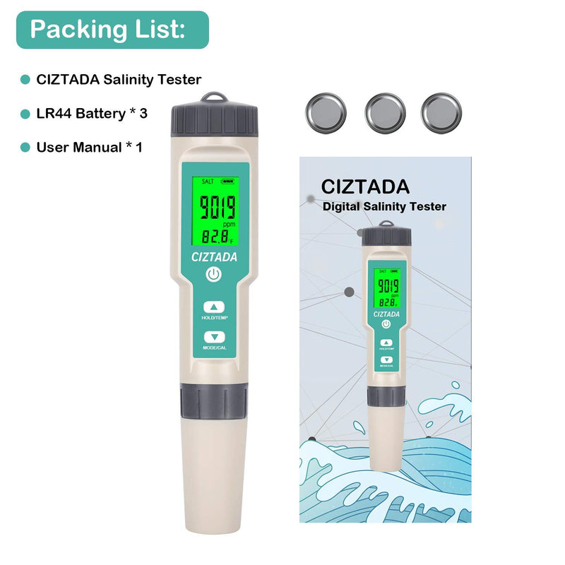 [Australia] - Digital Salinity Tester for Salt Water - Aquarium Salinity Meter with ATC, IP67 Waterproof, 0-200 PPT Large Range Multi-Parameter Tester for Seawater, Fish Tank, Hydroponics 