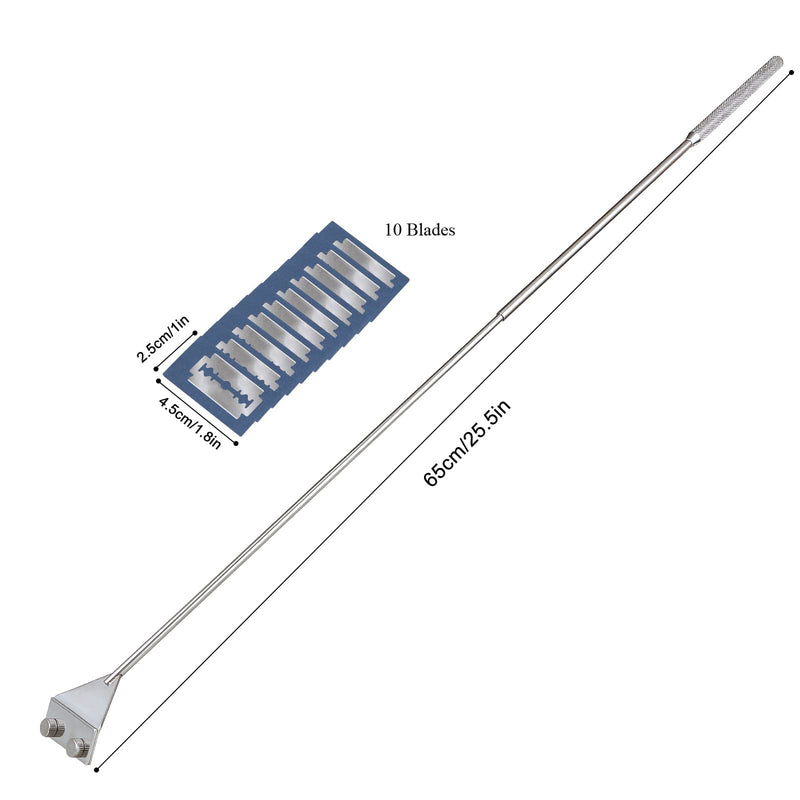 HOTOOLME Aquarium Algae Scraper, 25.6" Stainless Steel Algae Scraper Cleaning Razor with 10 Blades for Glass Aquarium Fish Tank - PawsPlanet Australia