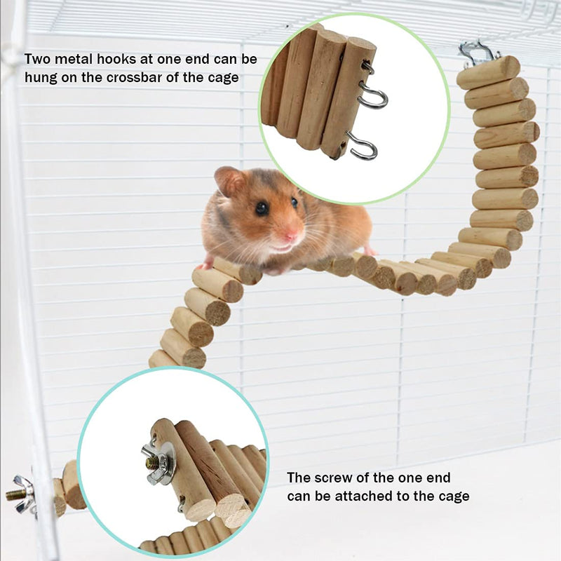 Hamiledyi Hamster Suspension Bridge,Natural Wooden Rat Bendable Ladder Mouse Long Climbing Ladder Rodents Chew Toys Cage Accessories for Dwarf Hamster Mice Gerbil Chinchilla Chipmunk - PawsPlanet Australia