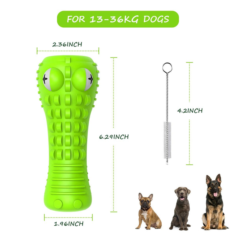 Sixmill Dog Toys Dog Toothbrush Indestructible Squeaky Dog Chew Toys For Medium Large Breed Aggressive Chewers Crocodile Alligator Dental Teeth Cleaning Toy L Grass Green - PawsPlanet Australia