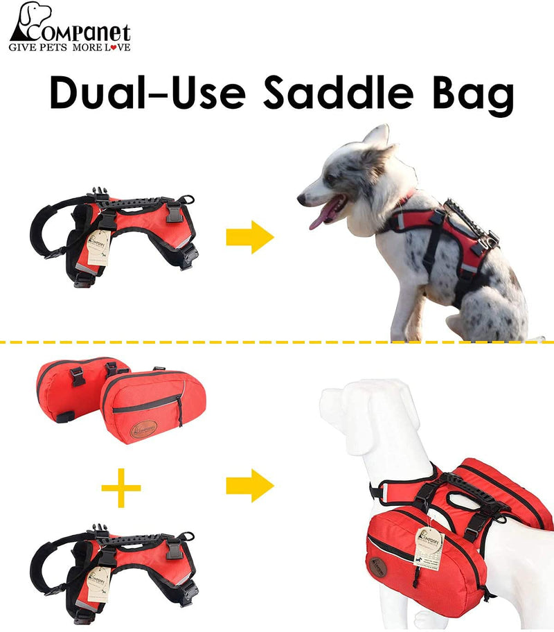 Companet Dog Detachable Saddle Bag,2-in-1 Multifunctional Backpack,Adjustable Travel Packs Rucksack for Medium and Large Dog Camping Hiking S - PawsPlanet Australia