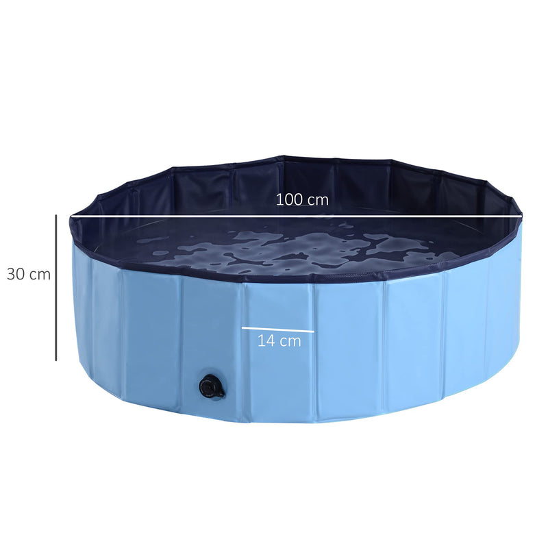 PawHut Pet Cat Dog Swimming Pool Indoor Outdoor Bathing Tub Foldable Inflate Outdoor Summer Bath (Φ100 x 30H (cm), Blue) Φ100 x 30H (cm) - PawsPlanet Australia