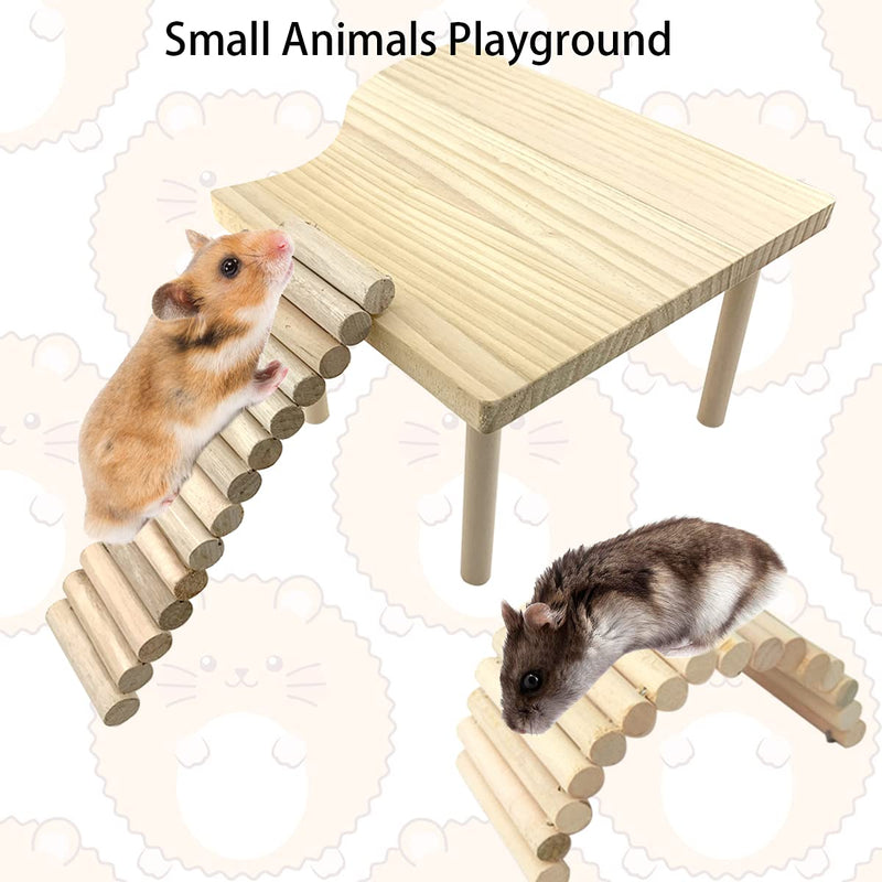 Vehomy 2PCS Hamster Stand Platform Toys Small Pet Wooden Platform with Pillars Rodent Ladder Bridge Rat Climbing Chew Toy Cage Accessories for Hamster Squirrel Gerbil Chinchilla Parrot and Bird - PawsPlanet Australia