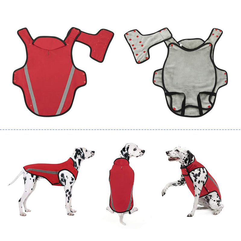 [Australia] - SlowTon Dog Jacket, Winter Dog Coat Waterproof Windproof Warm Adjustable Pet Vest Reflective Snowsuit Detachable Flannel Lined Jackets Cold Weather Clothes for Small Medium Large Dogs L(Chest:24-27.7", Neck:22-23.2", Back:22.4") Red 