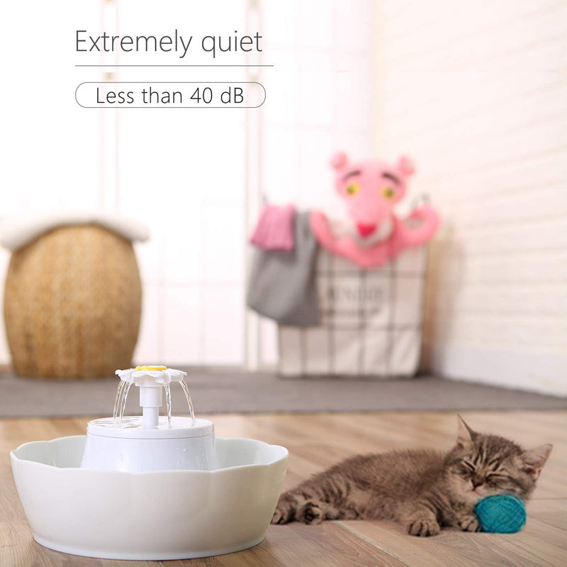 [Australia] - Pet Fountain, Cat Water Fountain, Cat and Dog Water Dispenser, 3 Ways to Drink, Blue LED Light with Switch and Cleaning Brushes, 360° Multi-Directional Streams, Large Capacity, Extremely Quiet White 